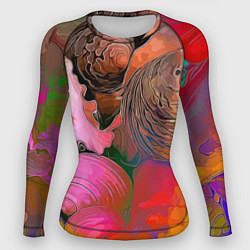 Рашгард женский Стилизованная композиция из океанских ракушек, цвет: 3D-принт