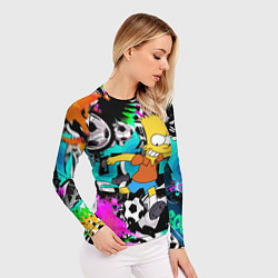 Рашгард женский Барт Симпсон - центр-форвард на фоне граффити, цвет: 3D-принт — фото 2