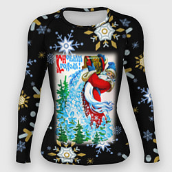 Женский рашгард Новый год дед мороз рассыпает снег