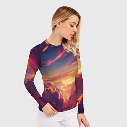 Рашгард женский Закатное солнце в облаках, цвет: 3D-принт — фото 2