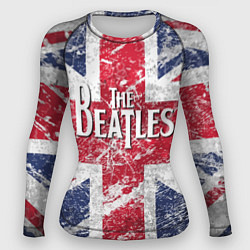 Женский рашгард The Beatles - лого на фоне флага Великобритании