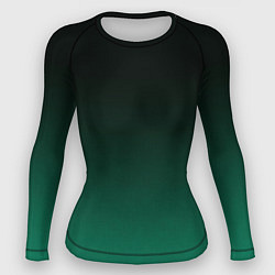 Женский рашгард Черный и бирюзово - зеленый, текстурированный под