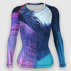 Женский рашгард Абстрактные ледяные кубы - Розовый и синий