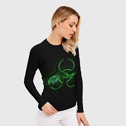 Рашгард женский Радиация - зелёный знак, цвет: 3D-принт — фото 2