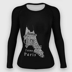Женский рашгард Эйфелева башня и надпись Я люблю Париж на черном ф
