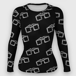 Рашгард женский Модные очки черно-белый узор, цвет: 3D-принт