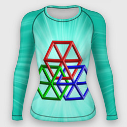 Рашгард женский Невозможная геометрия - оптическая иллюзия, цвет: 3D-принт