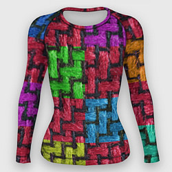 Рашгард женский Грубая вязка - цветная клетка - fashion 2044, цвет: 3D-принт