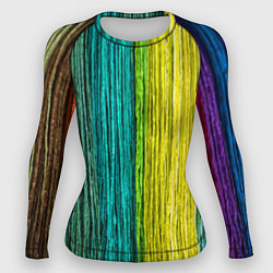 Рашгард женский Разноцветные полосы материала, цвет: 3D-принт
