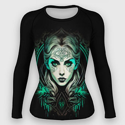 Рашгард женский Готическая ведьма на чёрном фоне, цвет: 3D-принт