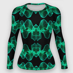 Рашгард женский Зелёные абстрактные полосы фракталов, цвет: 3D-принт