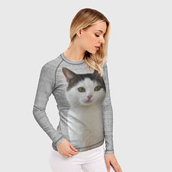 Рашгард женский Задумчивый котик, цвет: 3D-принт — фото 2