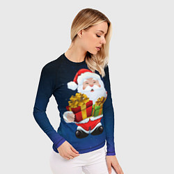 Рашгард женский Санта Клаус с двумя подарками, цвет: 3D-принт — фото 2