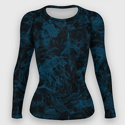 Рашгард женский Синий и черный мраморный узор, цвет: 3D-принт