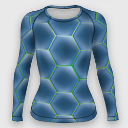 Рашгард женский Синии шестигранники, цвет: 3D-принт