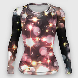 Женский рашгард Сияние розовых и золотых блесток на черном фоне