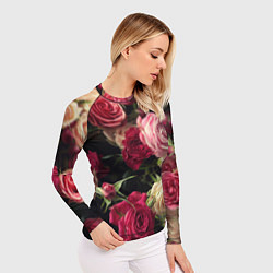 Рашгард женский Нежные кустовые розы, цвет: 3D-принт — фото 2