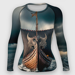 Рашгард женский Корабль в бушующем море, цвет: 3D-принт
