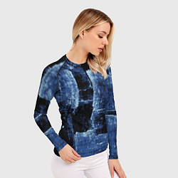 Рашгард женский Синий абстракт, цвет: 3D-принт — фото 2