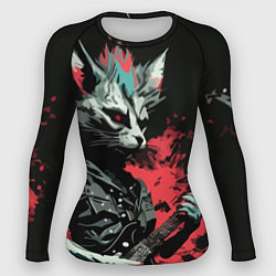 Рашгард женский Rocker Cat on a black background - C-Cats collecti, цвет: 3D-принт