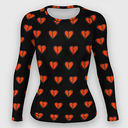 Рашгард женский Разбитые сердца на черном фоне, цвет: 3D-принт