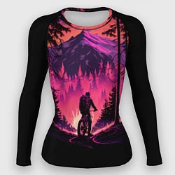 Рашгард женский Велопрогулка на закате, цвет: 3D-принт