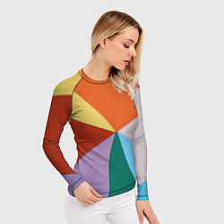 Рашгард женский Разноцветные пересекающиеся треугольники, цвет: 3D-принт — фото 2