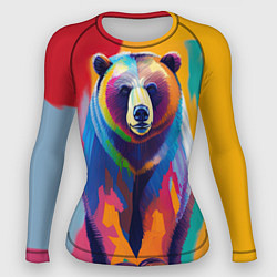 Рашгард женский Медведь красочный, цвет: 3D-принт