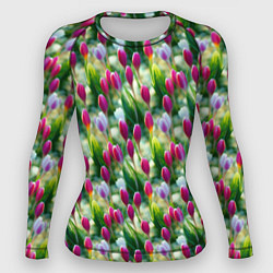 Рашгард женский Весенние тюльпаны и подснежники, цвет: 3D-принт