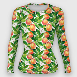 Рашгард женский Персики акварельный паттерн, цвет: 3D-принт