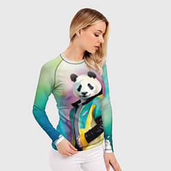 Рашгард женский Прикольный панда в модной куртке, цвет: 3D-принт — фото 2