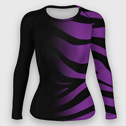 Рашгард женский Фиолетовый с черными полосками зебры, цвет: 3D-принт