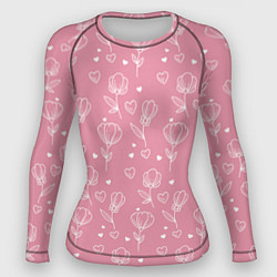 Женский рашгард Цветы и сердца паттерн