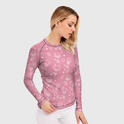 Рашгард женский Цветы и сердца паттерн, цвет: 3D-принт — фото 2