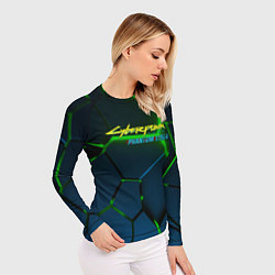 Рашгард женский Cyberpunk 2077 phantom liberty green neon, цвет: 3D-принт — фото 2