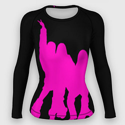 Рашгард женский Розовый силуэт Blackpink на черном фоне, цвет: 3D-принт