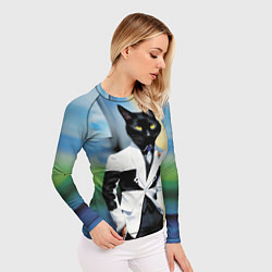 Рашгард женский Cat fashionista - neural network - pop art, цвет: 3D-принт — фото 2
