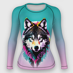 Рашгард женский Волчья морда - поп-арт, цвет: 3D-принт