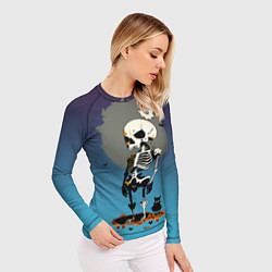 Рашгард женский Funny skeleton - neural network - halloween, цвет: 3D-принт — фото 2