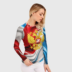 Рашгард женский Герб России на фоне флага, цвет: 3D-принт — фото 2