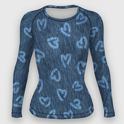 Рашгард женский Hearts on denim, цвет: 3D-принт