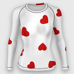 Рашгард женский Красные сердечки на белом, цвет: 3D-принт