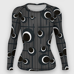 Рашгард женский Черные и белые круги на сером, цвет: 3D-принт