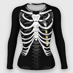 Рашгард женский Скелет: ребра с вилкой, цвет: 3D-принт