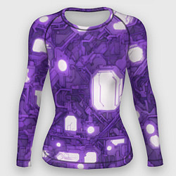 Женский рашгард Фиолетовые кибернетические схемы неон