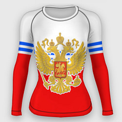 Рашгард женский Герб Российской Федерации - полосы, цвет: 3D-принт