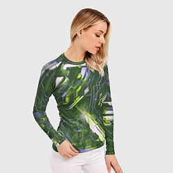 Рашгард женский Космические кибер схемы зелёные, цвет: 3D-принт — фото 2