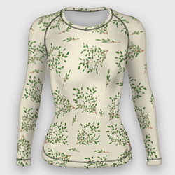 Рашгард женский Веточки с зелеными листьями, цвет: 3D-принт