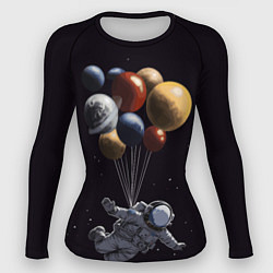 Рашгард женский Космонавт с шариками в космосе, цвет: 3D-принт
