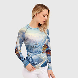 Рашгард женский Новогодний городок, цвет: 3D-принт — фото 2